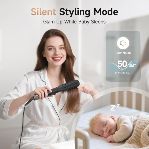 Thermal Brush,2-in-1 Hair Straightener Comb with Adjustable Temperature Setting Hot Comb Straightener for Frizz-Free Sleek Hair Style