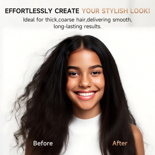 Thermal Brush,2-in-1 Hair Straightener Comb with Adjustable Temperature Setting Hot Comb Straightener for Frizz-Free Sleek Hair Style