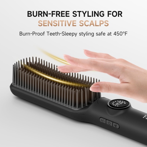 Thermal Brush,2-in-1 Hair Straightener Comb with Adjustable Temperature Setting Hot Comb Straightener for Frizz-Free Sleek Hair Style