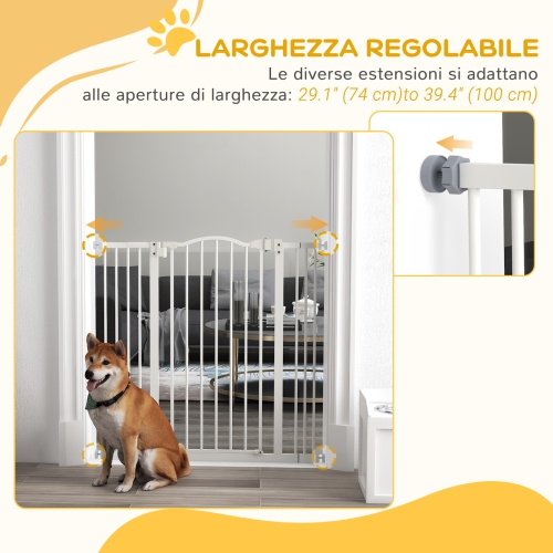 PawHut 29"-39" Wide Dog Gate with Door, Pressure Fit, Auto Close, Double Locking for Doorways Hallways Stairs, 37" Tall, White
