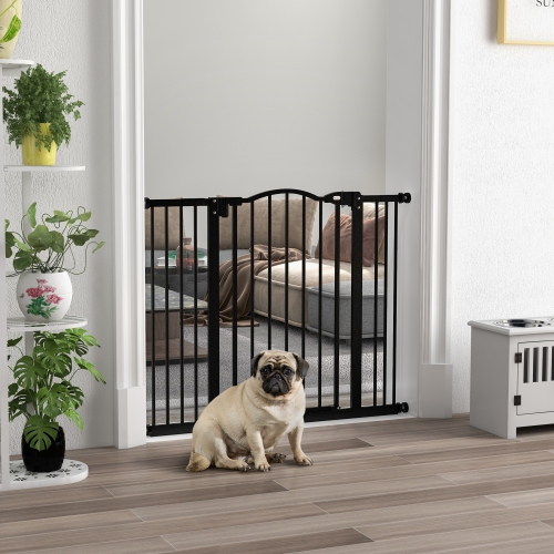 PawHut – Barrière pour chiens de 29 à 39 po de largeur avec porte, ajustement à pression, fermeture automatique, double verrouillage pour