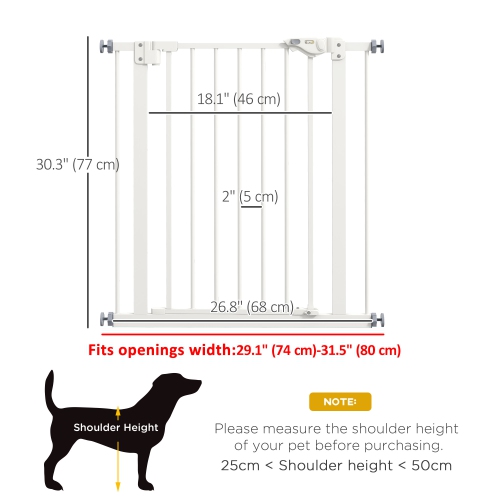 PawHut – Barrière pour animaux de compagnie de 29 à 32&nbsp;po avec porte pour chien et barrière pour l'intérieur des escaliers, barrière de sécurité
