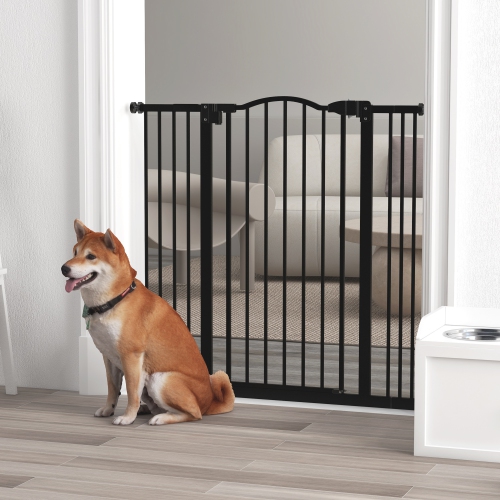PawHut – Barrière pour chiens de 29 à 39 po de largeur avec porte, ajustement à pression, fermeture automatique, double verrouillage pour