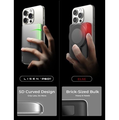 Chargeur portable mince MagSafe pour iPhone 17, chargeur portable ultramince 5000 mAh de 0,3 po, chargeur portable magnétique sans fil très