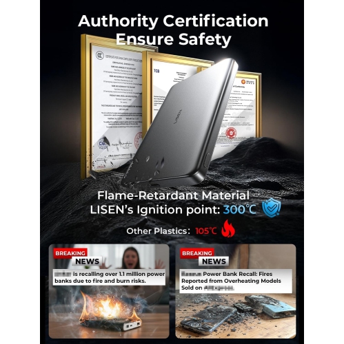 Chargeur portable mince MagSafe pour iPhone 17, chargeur portable ultramince 5000 mAh de 0,3 po, chargeur portable magnétique sans fil très