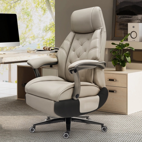 Kinnls Magnus Massage Office Chair with Ventilation and Heating, Genuine Leather Power Recliner Chair with Footrest,Big and Tall Ergonomic Comfy Home