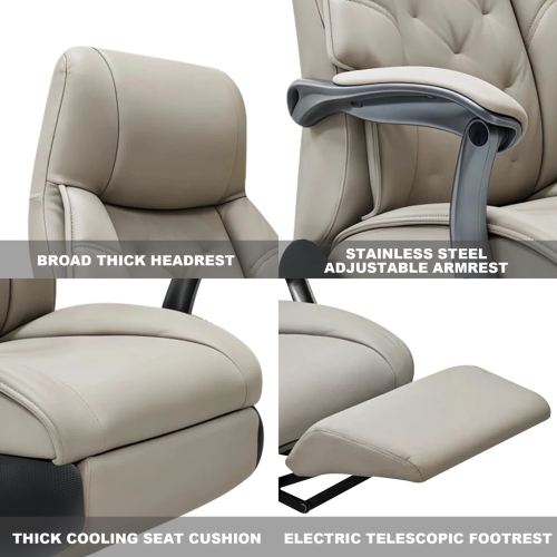 Kinnls Magnus Massage Office Chair with Ventilation and Heating, Genuine Leather Power Recliner Chair with Footrest,Big and Tall Ergonomic Comfy Home