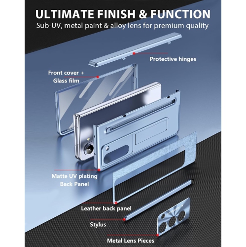 For Samsung Z Fold 4 cases, pen slot cases, screen protectors, and all-in-one drop cases - Blue UV Edges
