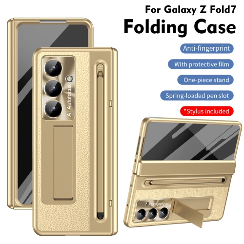 For Samsung Z Fold 7 cases, pen slot cases, screen protectors, and all-in-one drop-proof cases - Gold Electroplated Edges