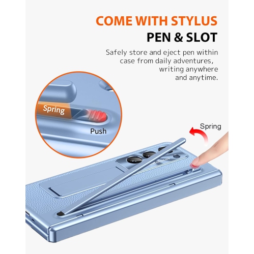 Pour les étuis Z Fold 5 de Samsung, les étuis à fente pour stylo, les protecteurs d'écran et les étuis tout-en-un - Bords bleu UV