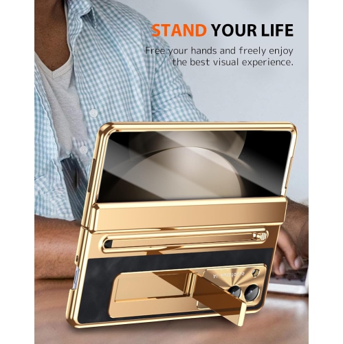 Pour les étuis Z Fold 6 de Samsung, les étuis à fente pour stylo, les protecteurs d'écran et les étuis tout-en-un - Bords électroplaqués arc-en-ciel