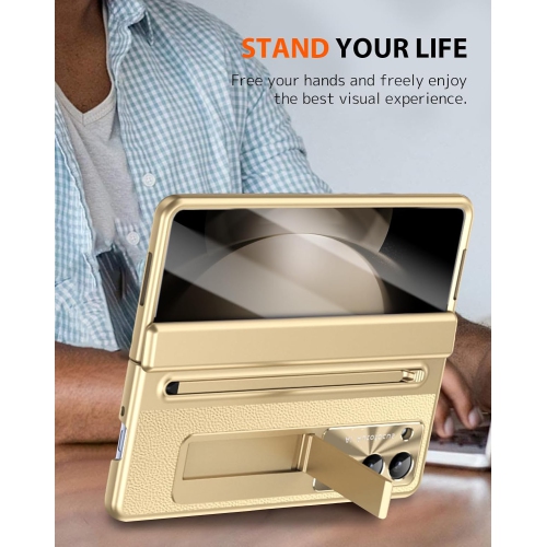 For Samsung Z Fold 4 cases, pen slot cases, screen protectors, and all-in-one drop cases - Gold Electroplated Edges