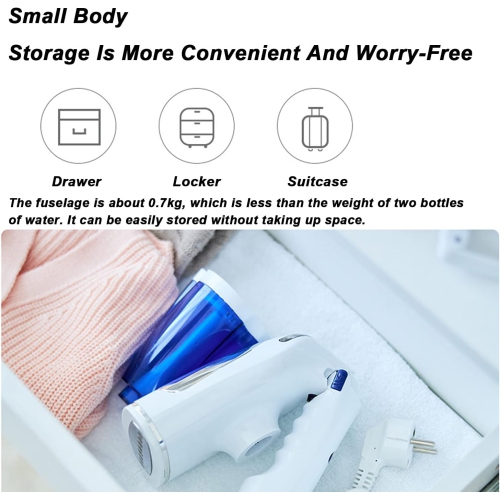 Handheld folding garment steamer 1600W high-power steam iron with three temperature settings for garment ironing/flat ironing/clip ironing, suitable