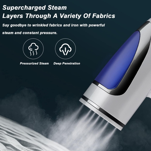 Handheld folding garment steamer 1600W high-power steam iron with three temperature settings for garment ironing/flat ironing/clip ironing, suitable