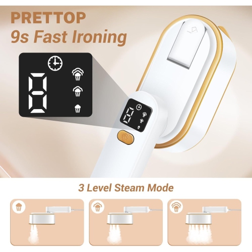 1200W Home Handheld Garment Steamer, Small Steam Iron, High Steam, Wet and Dry Ironing, Three Temperature Settings, LED Digital Display, Portable and