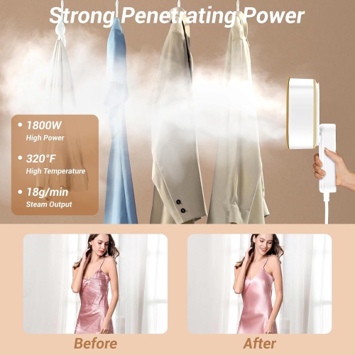 1200W Home Handheld Garment Steamer, Small Steam Iron, High Steam, Wet and Dry Ironing, Three Temperature Settings, LED Digital Display, Portable and