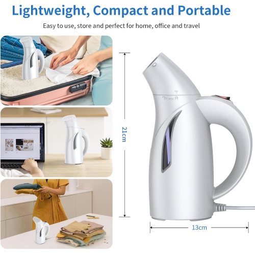 Portable Handheld Garment Steamer with 700W High-Power Steam and 240ml Capacity for 15 Minutes of Continuous Ironing and 9.2-Foot Cord for Multiple