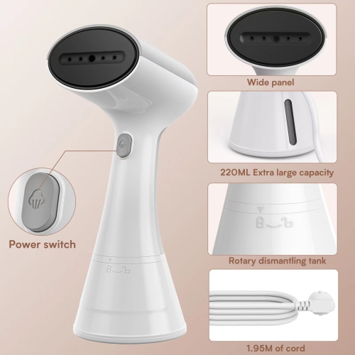 Portable Handheld Garment Steamer with 1000W Supercharged Steam and 220ml Capacity, 20-Second Rapid Heat, 360° Leak-Proof, Suitable for Multiple