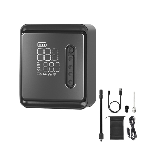 Multifunctional electric air pump with intelligent digital tire pressure display for cars, motorcycles, sports cars, etc. Dual power supply + LED