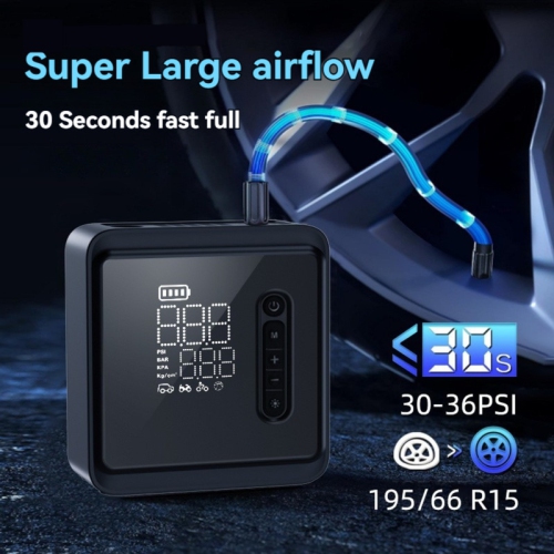Multifunctional electric air pump with intelligent digital tire pressure display for cars, motorcycles, sports cars, etc. Dual power supply + LED