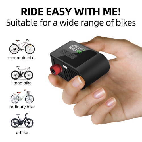 Mini pompe pour vélo avec 120&nbsp;lb/po² haute pression, gonflage ultra-rapide, surveillance numérique de la pression des pneus, chargement USB-C,