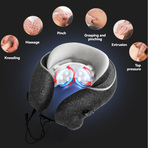Home smart shoulder and neck massager, hot compress vibration + simulated human finger kneading, relieves work fatigue, suitable for home and office