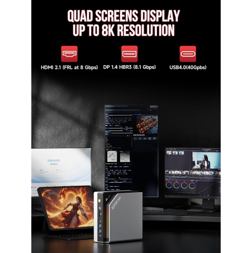 GMKtec EVO-X2 AI Mini PC Ryzen Al Max+ 395 Mini Gaming Computers, 96GB LPDDR5X 8000MHz (12GB*8) 1TB PCIe 4.0 SSD, Quad Screen 8K Display, WiFi 7 &