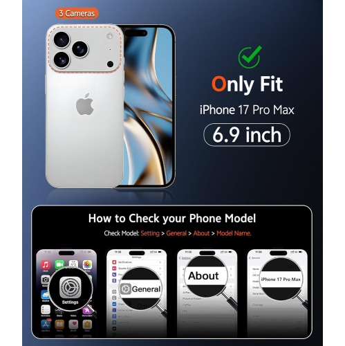 Étui transparent pour iPhone 17 Pro Max magnétique avec protecteur d'écran – Mince protection de qualité militaire contre les chutes, étui