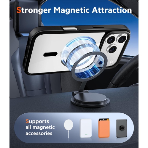 Étui transparent pour iPhone 17 Pro Max magnétique avec protecteur d'écran – Mince protection de qualité militaire contre les chutes, étui