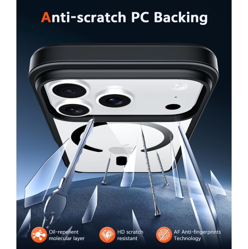 Étui transparent pour iPhone 17 Pro Max magnétique avec protecteur d'écran – Mince protection de qualité militaire contre les chutes, étui