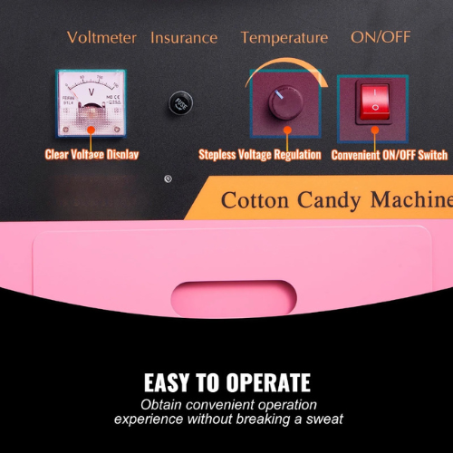VEVOR MHTJJPZY01 Electric Cotton Candy Machine, 1000W Candy Floss Maker with Stainless Steel Bowl, Sugar Scoop & Cover, Pink