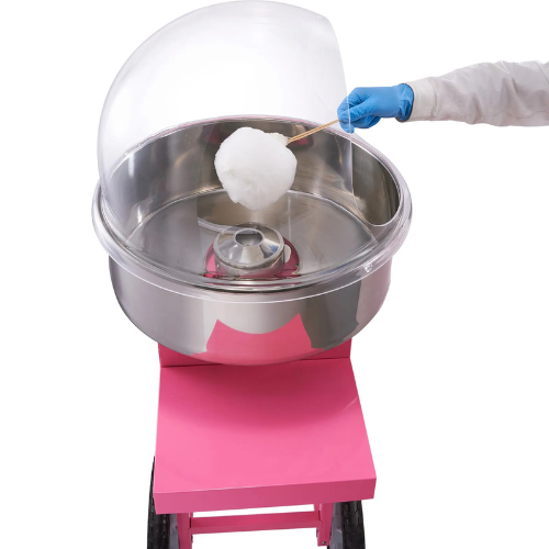 VEVOR MHTJJPHC01 Electric Cotton Candy Machine Cart with Bubble Cover Shield, 1000W Commercial Floss Maker, Pink