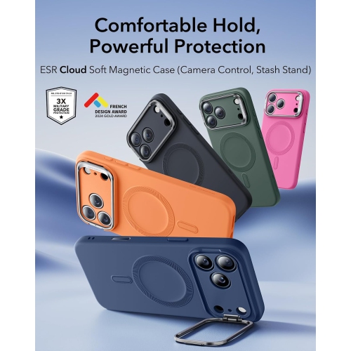 Silicone Case for iPhone 17 Pro – Cloud Series with Stash Stand, Camera Control, MagSafe Compatible, Shockproof Military-Grade Magnetic Protection