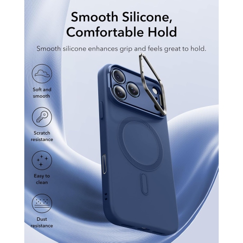 Silicone Case for iPhone 17 Pro – Cloud Series with Stash Stand, Camera Control, MagSafe Compatible, Shockproof Military-Grade Magnetic Protection