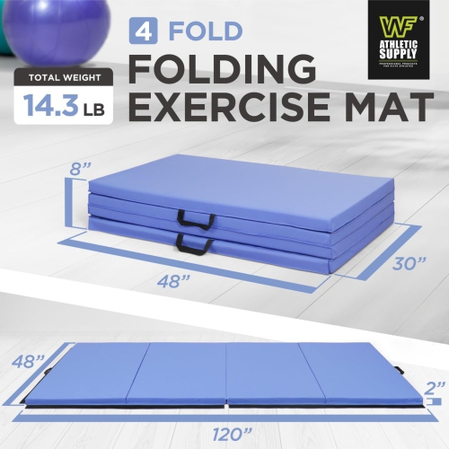 CAPHAUS 10' x 4' 4-Fold Folding Exercise Mat w/Carrying Handles
