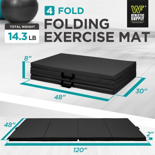 CAPHAUS 10' x 4' 4-Fold Folding Exercise Mat w/Carrying Handles