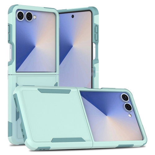 [CS] Dual Layers Heavy Duty Rubber Armor Bumper Hard Case Cover for Samsung Galaxy Z Flip 7, Teal