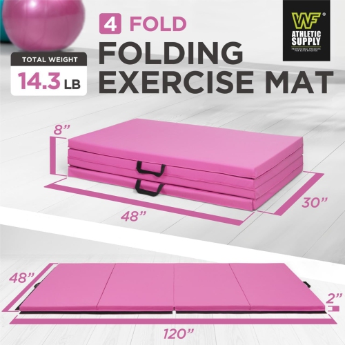CAPHAUS 10' x 4' 4-Fold Folding Exercise Mat w/Carrying Handles