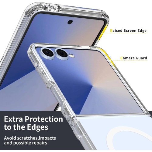 [CS] Hybrid Magnetic Wireless Charging MagSafe Case Back Cover for Samsung Galaxy Z Flip 7, Clear