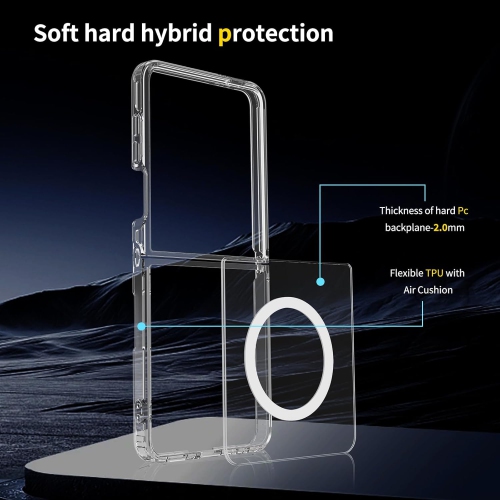 [CS] Hybrid Magnetic Wireless Charging MagSafe Case Back Cover for Samsung Galaxy Z Flip 7, Clear