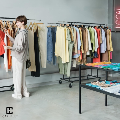 CAPHAUS Heavy Duty Clothes Rack with Double Rods, 440LBS Capacity Rolling Clothing Rack for Hanging Clothes