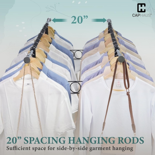 CAPHAUS Heavy Duty Clothes Rack with Double Rods, 660LBS Capacity Rolling Clothing Rack for Hanging Clothes