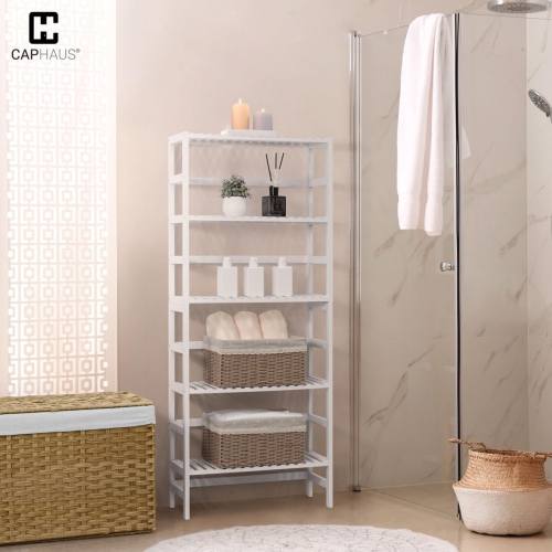 CAPHAUS 5-Tier Bamboo Shelf, Bamboo Open Storage Bookcase with Adjustable Layer