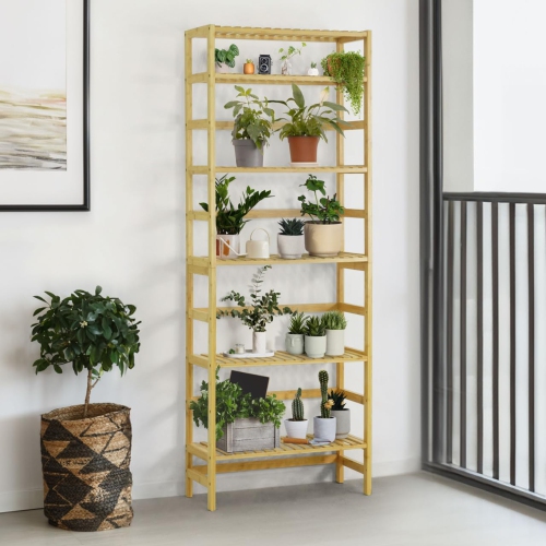 CAPHAUS 6-Tier Bamboo Shelf, Bamboo Open Storage Bookcase with Adjustable Layer