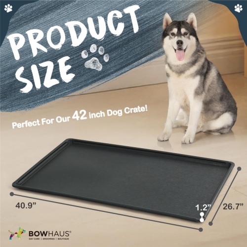 BOWHAUS 41-Inch Dog Crate Pan Replacement, Sturdy, Waterproof Plastic Tray for 42-Inch Pet, Rabbit Ferret Critter Kennels, Versatile Pan and Easy to