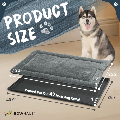 BOWHAUS Machine-Washable Dog Bed Pad & Tray for 42-Inch Kennel