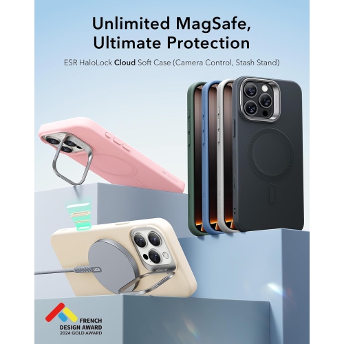 iPhone 16 Pro Max Case, Silicone Case with Stand, Compatible with MagSafe, Built-in Camera Stash Stand, Magnetic Phone Case for iPhone 16 Pro Max,