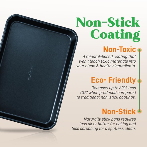 NutriChef Non-Stick Cookie Sheet Baking Pans - 2-Pc. Professional Quality Kitchen Cooking Non-Stick Bake Trays, Blue Diamond,