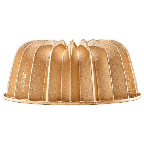 French Wreath Fluted Bundt Cake Pan, Extra Thick and Non Stick Aluminum Bakeware with 2 Layers of Non Stick Coating for Easier Release, Uniform