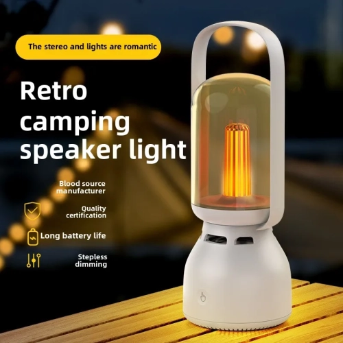 Étanche ext. Camping ext. Rechargeable Atmosphère Lumière sans fil Bluetooth rétro Atmosphère Veilleuse Longue autonomie batterie - Blanc ivoire
